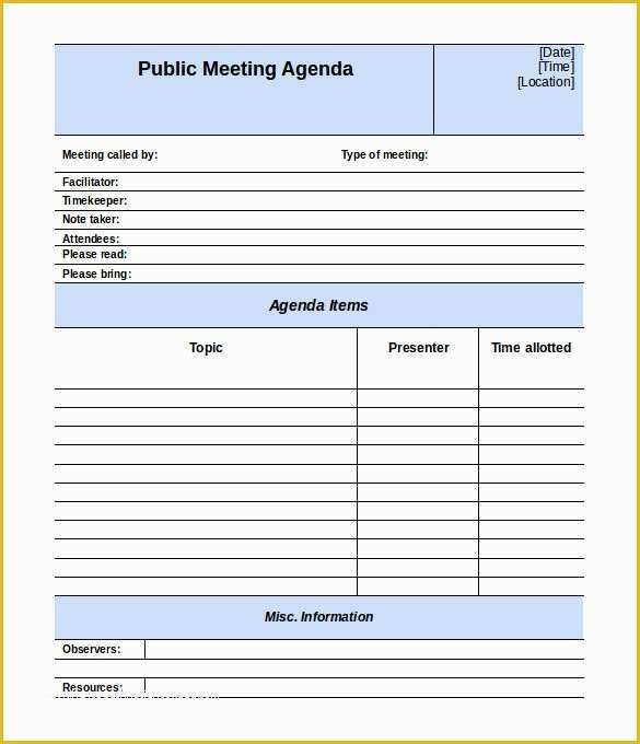 Meeting Agenda Template Free Of 50 Meeting Agenda Templates Pdf Doc