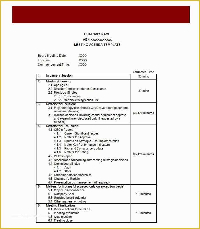 Meeting Agenda Template Free Of 51 Effective Meeting Agenda Templates Free Template