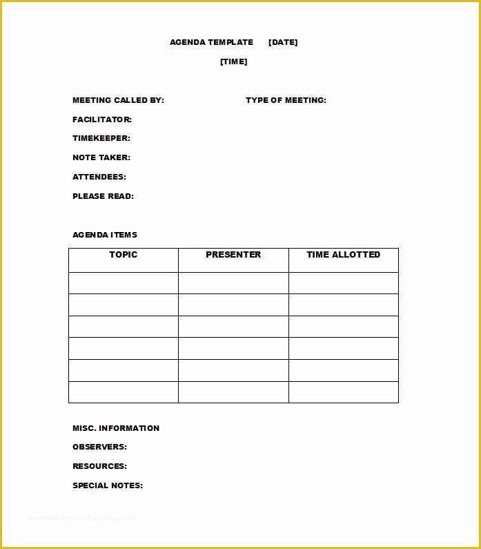 Meeting Agenda Template Free Of 51 Effective Meeting Agenda Templates Free Template