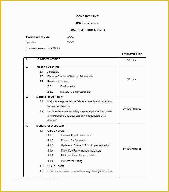 Meeting Agenda Template Free Of Agenda Template – 24 Free Word Excel Pdf Documents