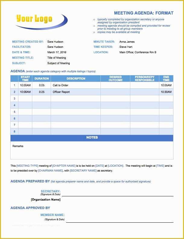 Meeting Agenda Template Free Of Free Meeting Agenda Templates Smartsheet