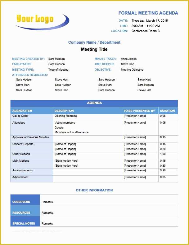 Meeting Agenda Template Free Of Free Meeting Agenda Templates Smartsheet