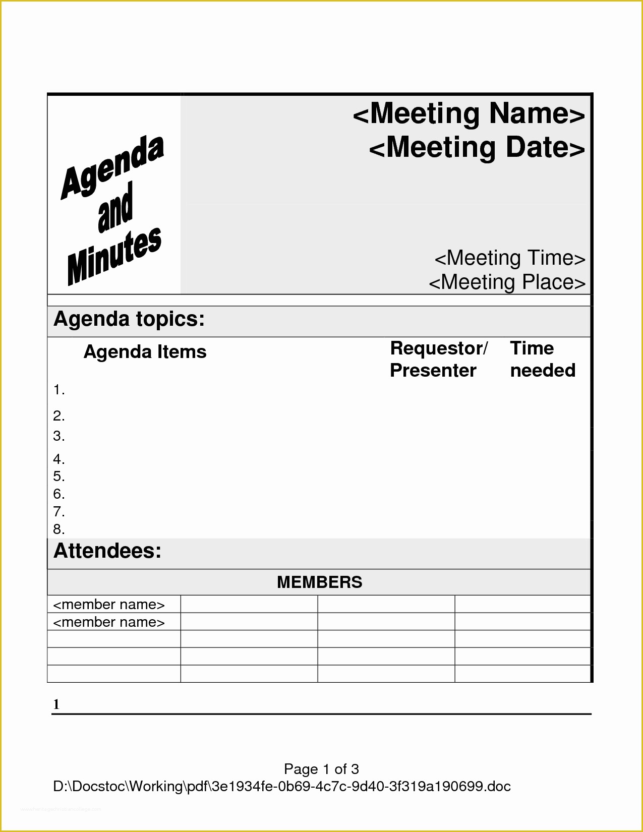 Meeting Agenda Template Free Of Printable Template Staff Meeting Minutes to