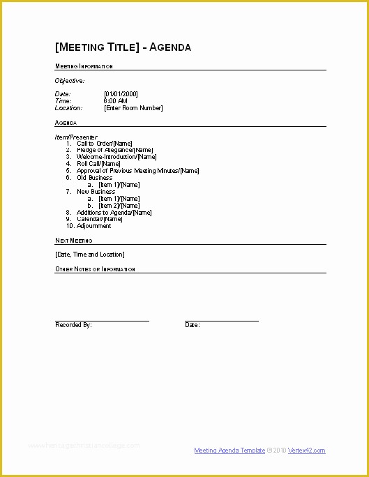 Meeting Minutes Template Free Of 10 Free Meeting Agenda Templates