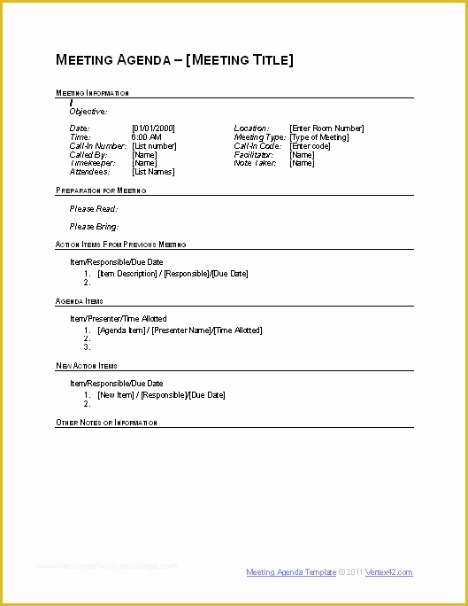 Meeting Minutes Template Free Of Free Meeting Agenda Template