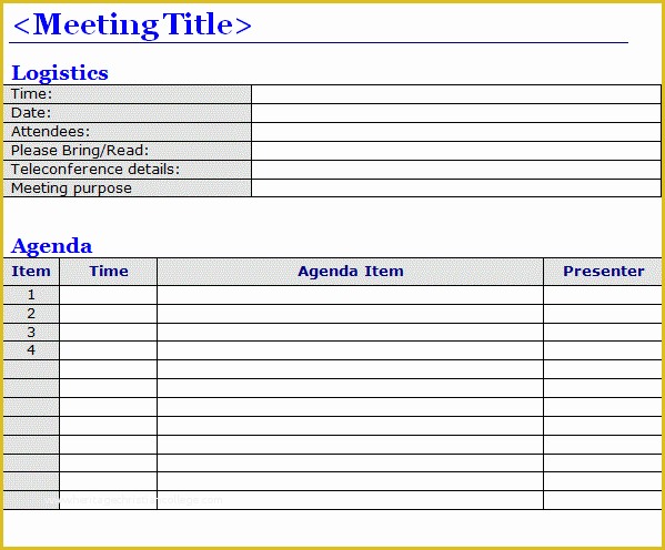 Meeting Minutes Template Free Of Free Meeting Agenda Templates