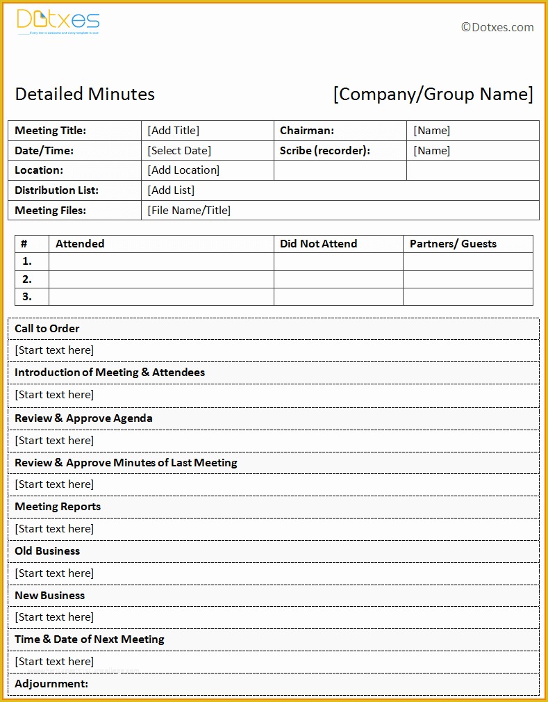 Meeting Minutes Template Free Of Free Meeting Minutes Template