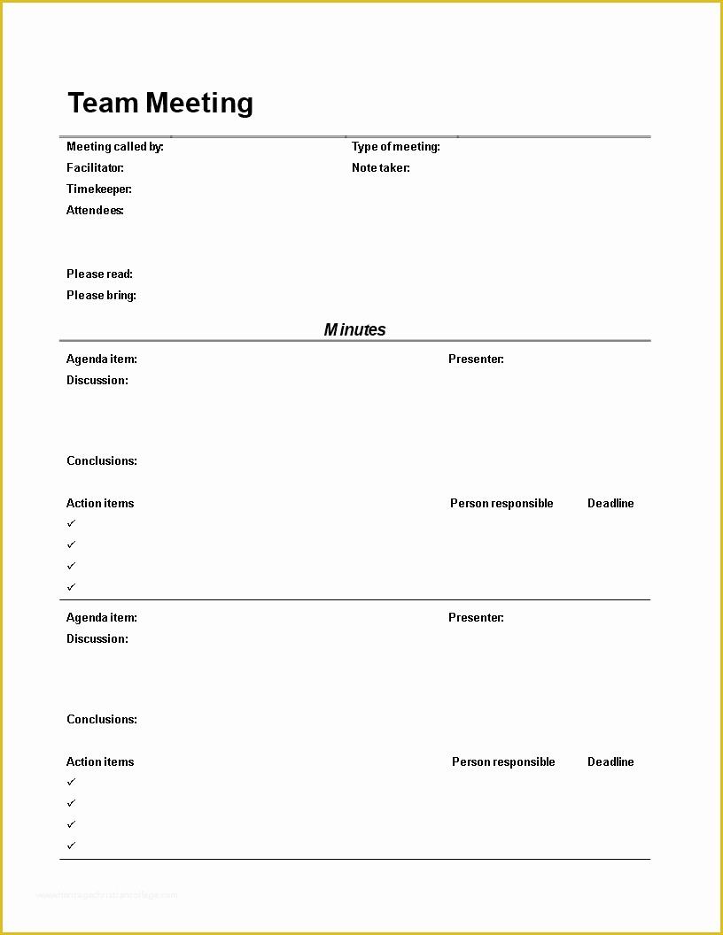 Meeting Minutes Template Free Of Free Team Meeting Minutes Template