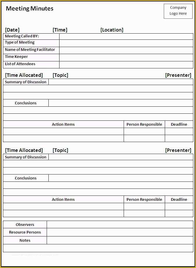 Meeting Minutes Template Free Of Meeting Minutes Template 672×917 Pixels