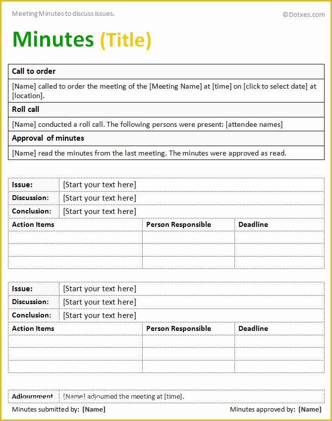 Meeting Minutes Template Free Of Meeting Minutes Templates Twelwe Image