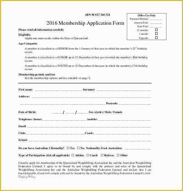Membership Registration form Templates Free Of 15 Membership Application Templates – Free Sample