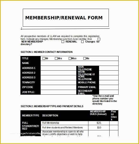Membership Registration form Templates Free Of 15 Membership Application Templates – Free Sample