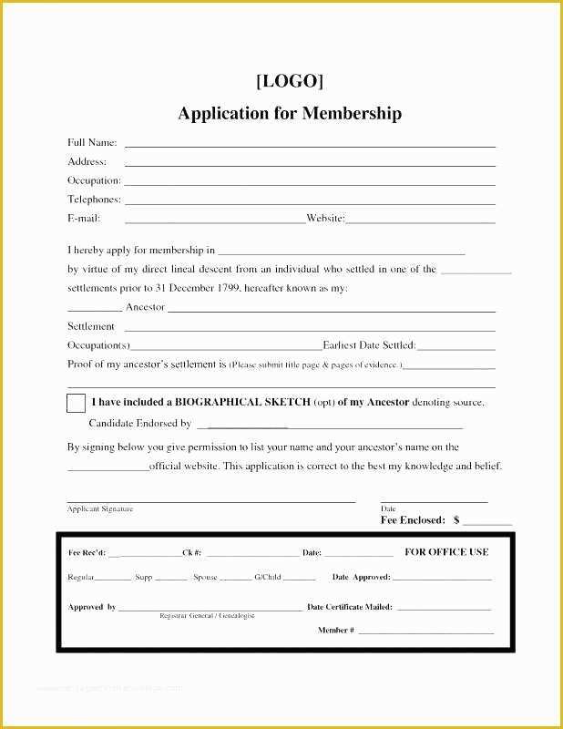 Membership Registration form Templates Free Of Club Membership Application Template