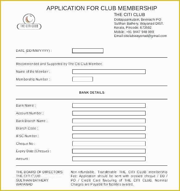 Membership Registration form Templates Free Of Membership Application form Download Template Registration