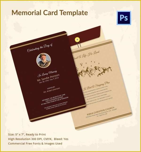 Memorial Cards for Funeral Template Free Of 21 Obituary Card Templates – Free Printable Word Excel