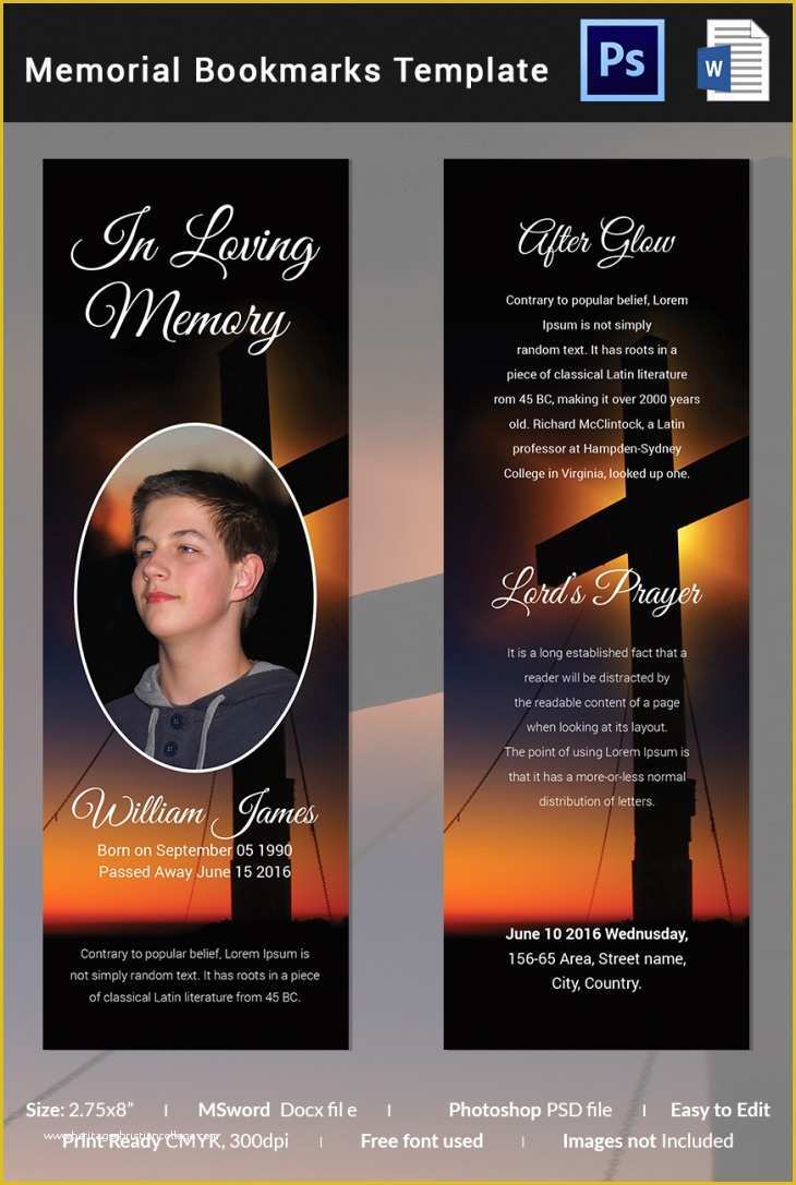 Memorial Cards for Funeral Template Free Of 5 Memorial Bookmark Templates – Free Word Pdf Psd