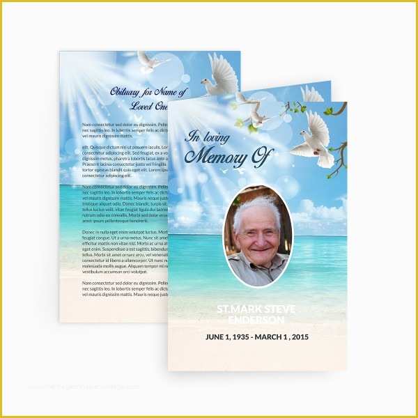 Memorial Cards for Funeral Template Free Of Dove Funeral Card Funeral Pamphlets