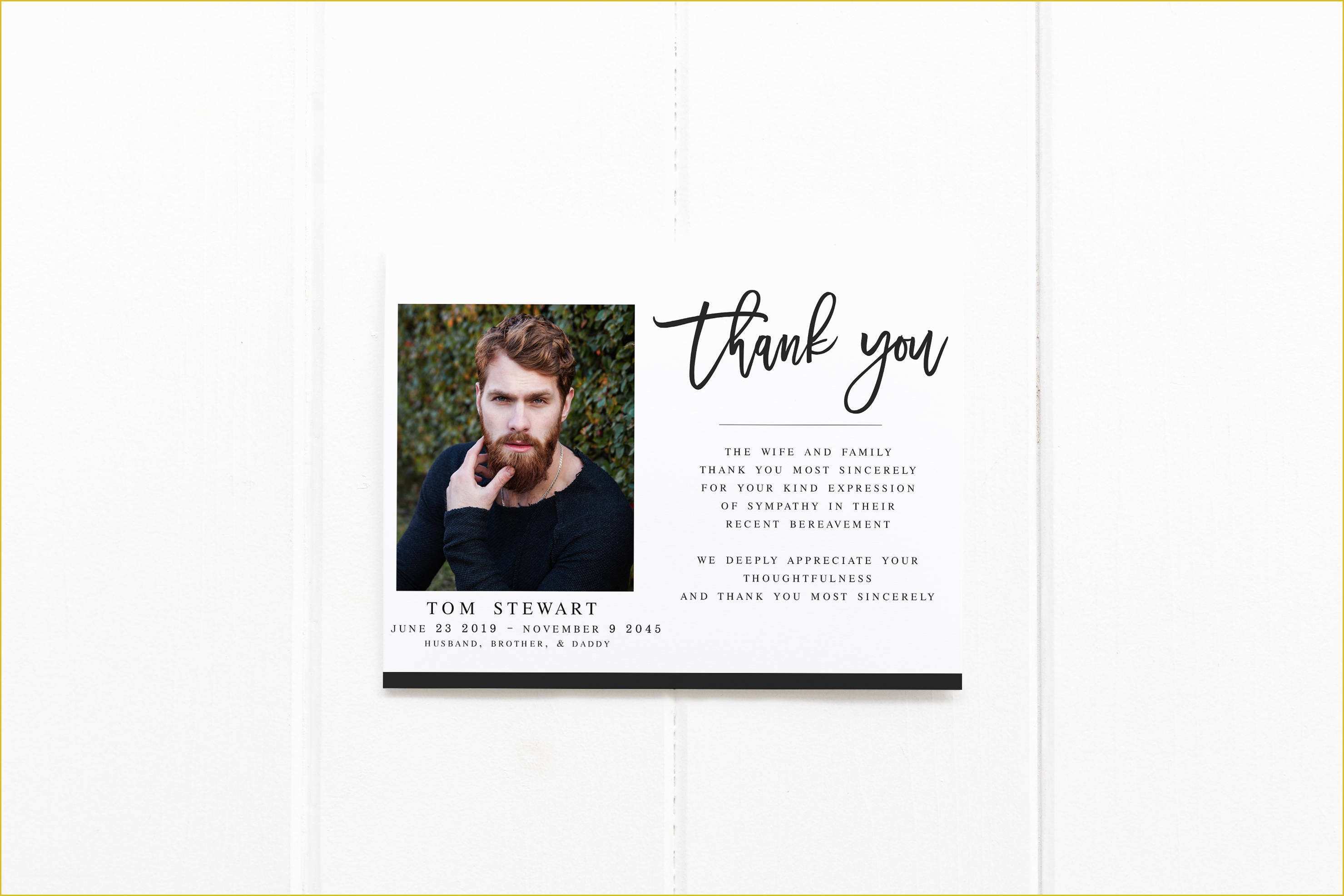 Memorial Cards for Funeral Template Free Of Modern Funeral Acknowledgement Card Template Sympathy
