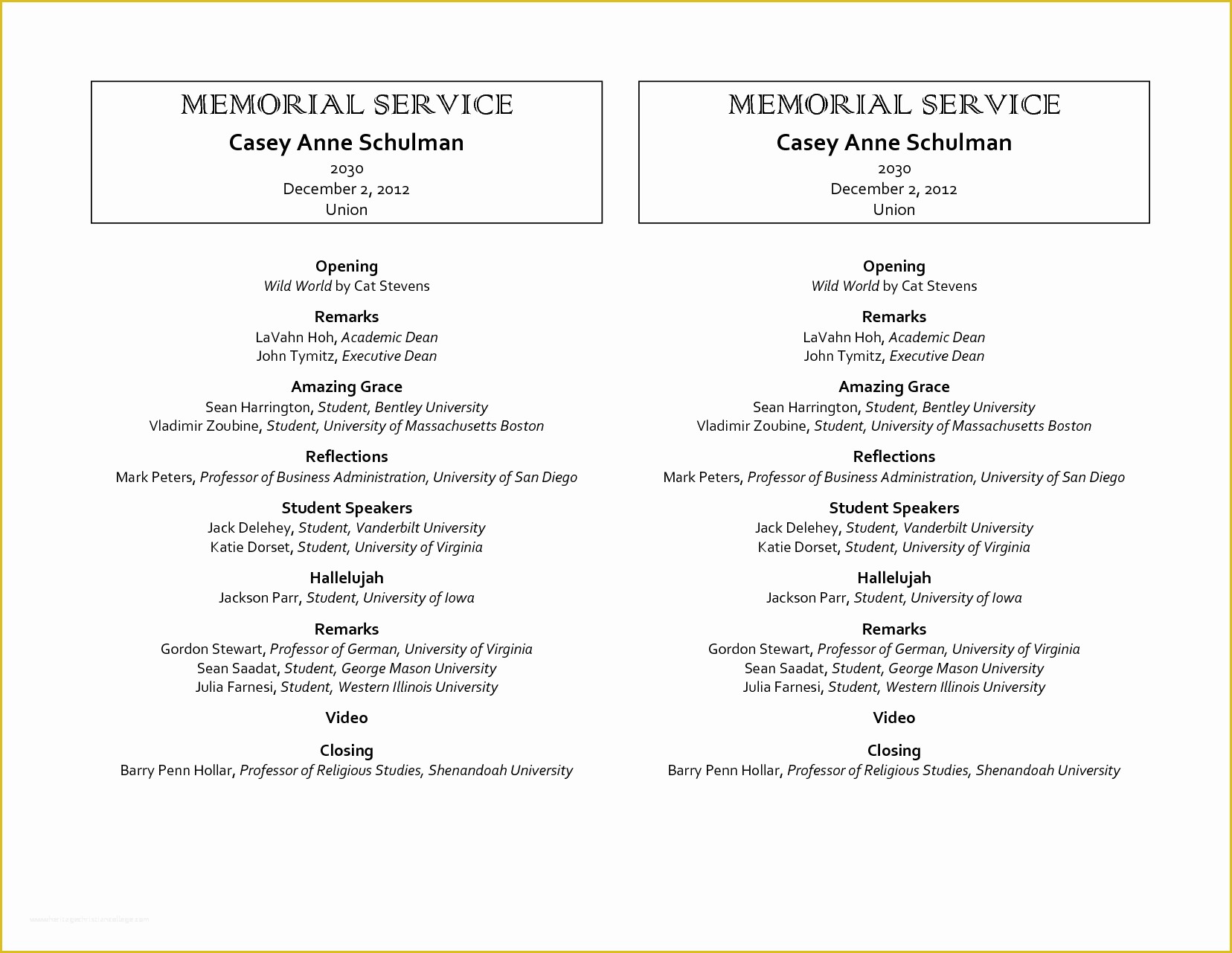 Memorial Service Template Free Of 9 Memorial Service Program Template