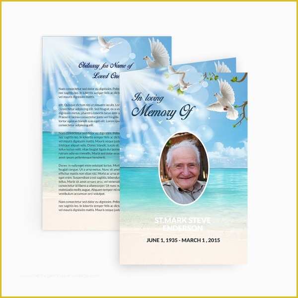 Memorial Service Template Free Of Dove Funeral Card Funeral Pamphlets