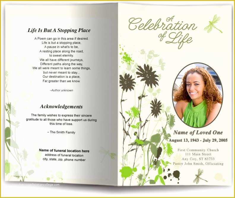 Memorial Service Template Free Of Dragonfly Funeral Program Template