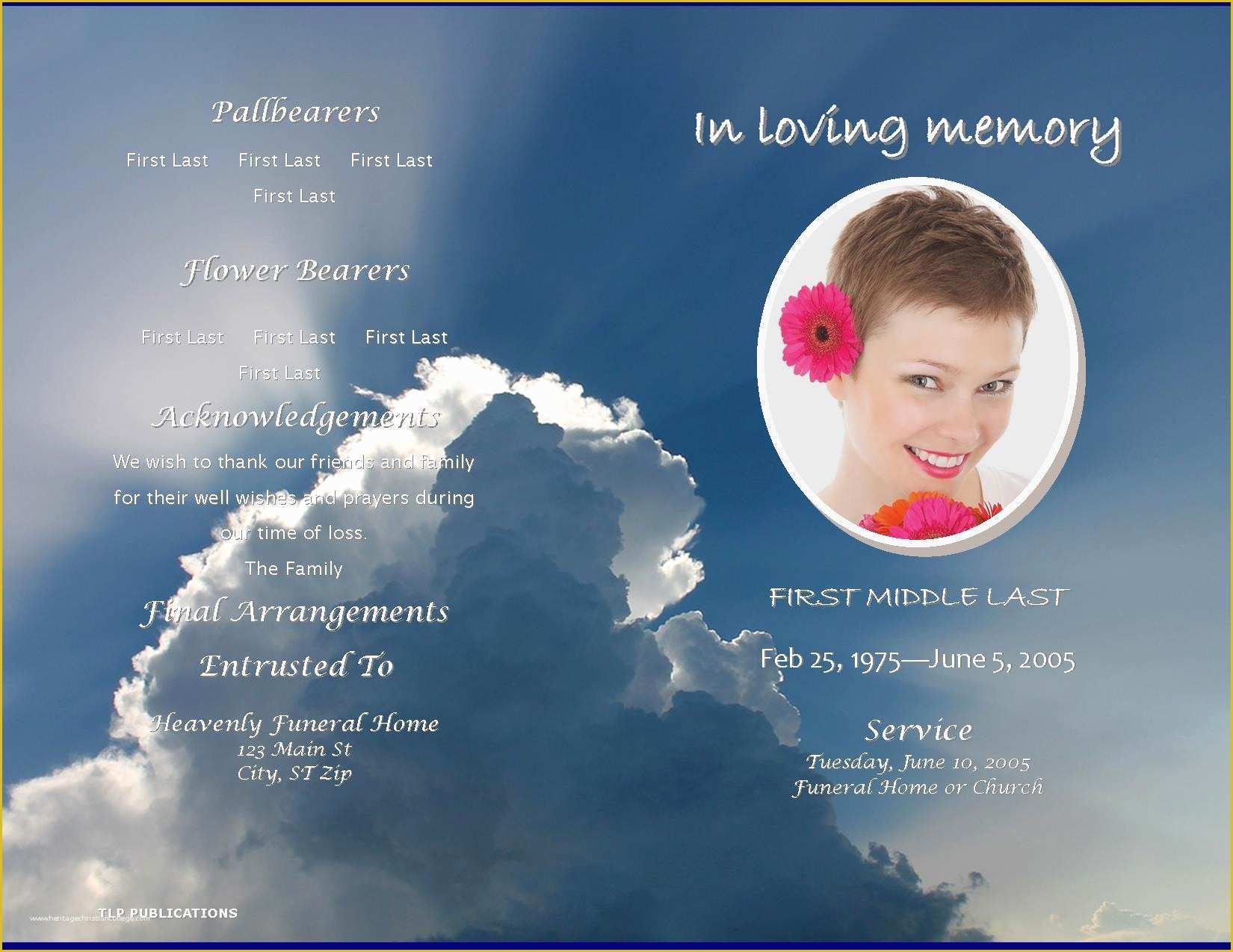 Memorial Service Template Free Of Free Memorial Service Program Portablegasgrillweber