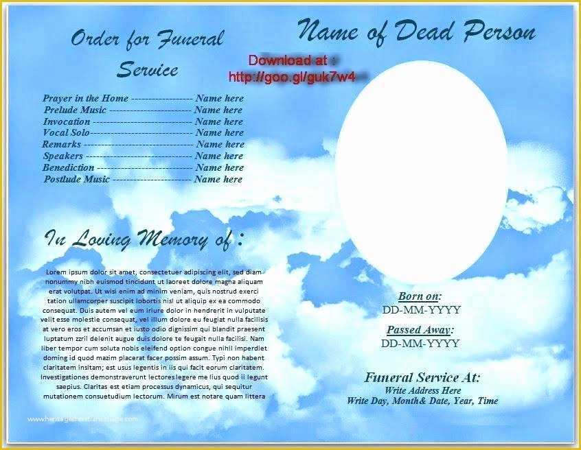 Memorial Service Template Free Of Free Template for Funeral Program Picture – 25 Funeral