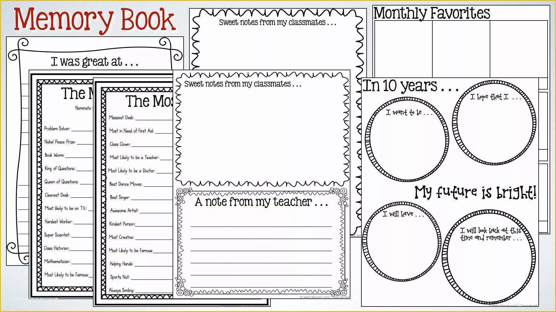 Memory Book Templates Free Of End Of the Year Memory Book &amp; Activities