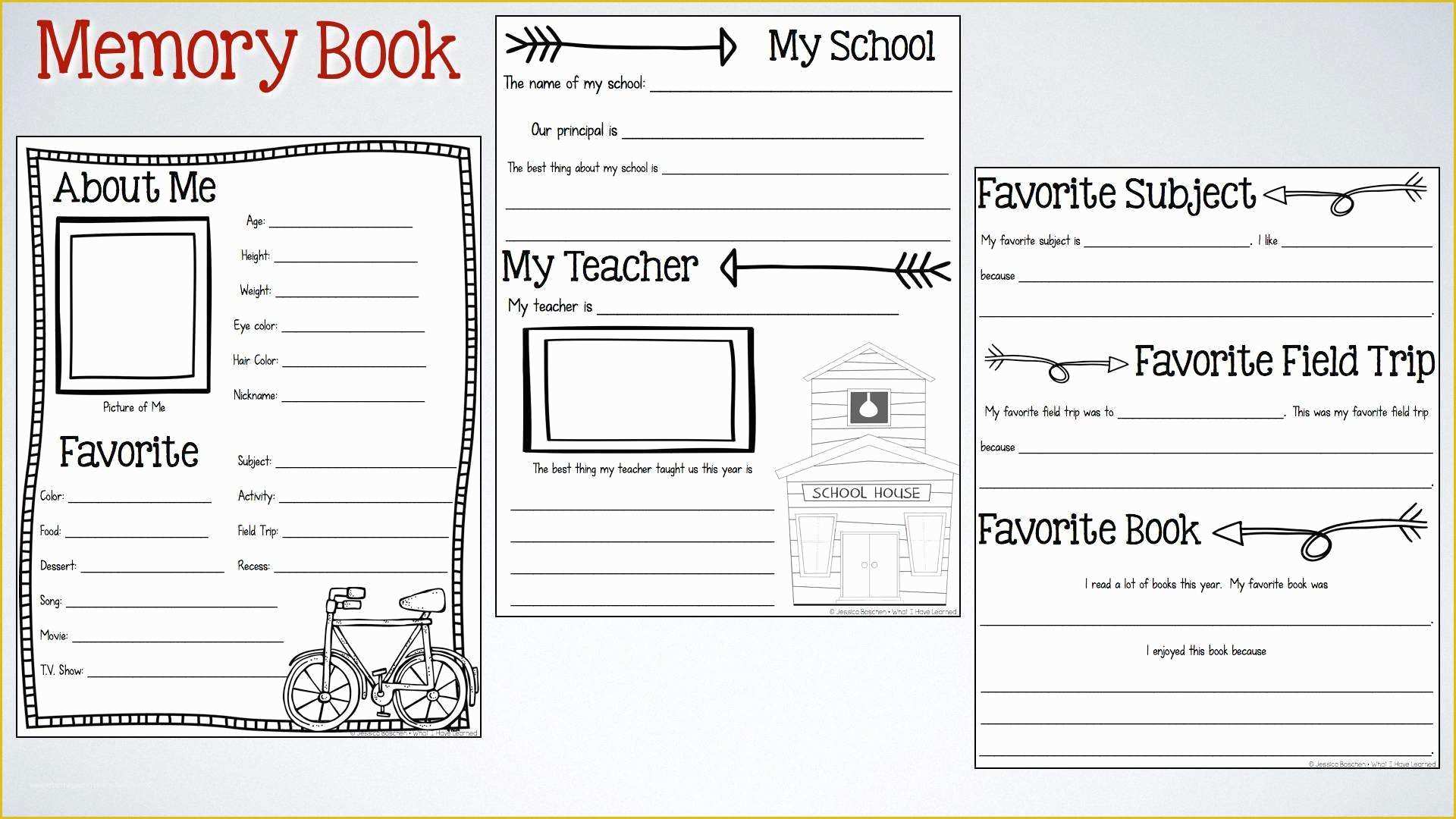 Memory Book Templates Free Of End Of the Year Memory Book & Activities