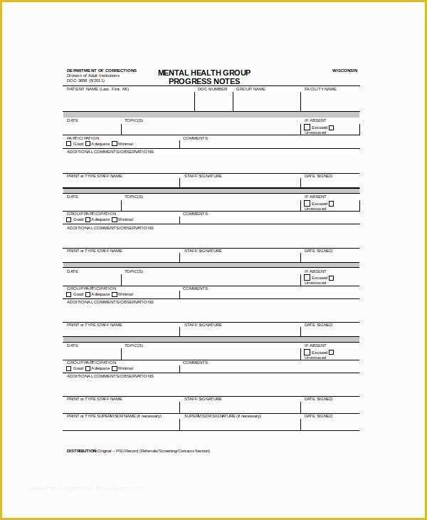 Mental Health Progress Note Template Free Of 10 Progress Note Templates Pdf Doc