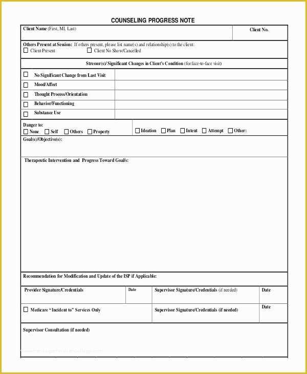 Mental Health Progress Note Template Free Of 21 Note Template