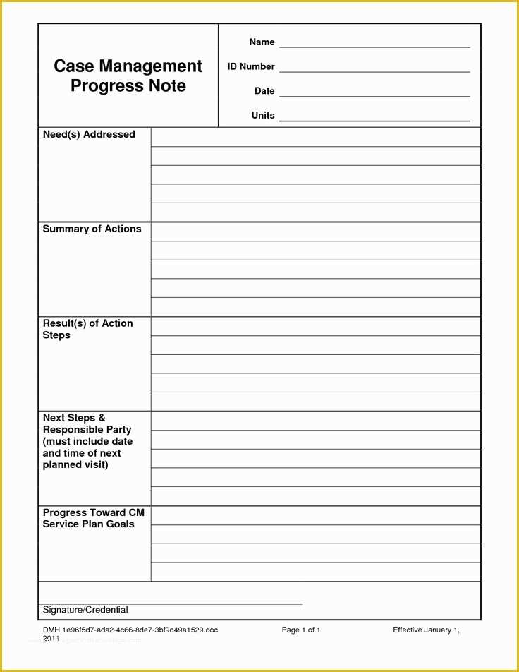 Mental Health Progress Note Template Free Of Case Notes Template