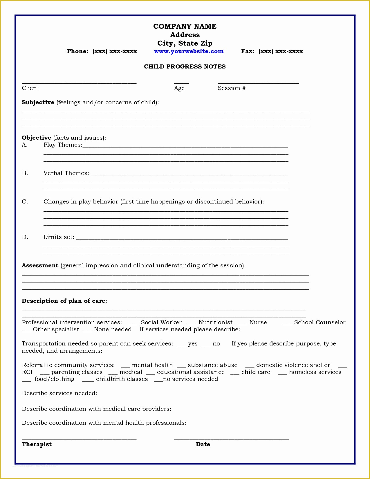 Mental Health Progress Note Template Free Of Home Child Progress Notes Medicaid Child Progress