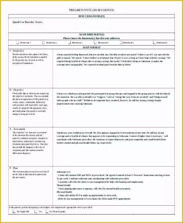 Mental Health Therapy Progress Note Template