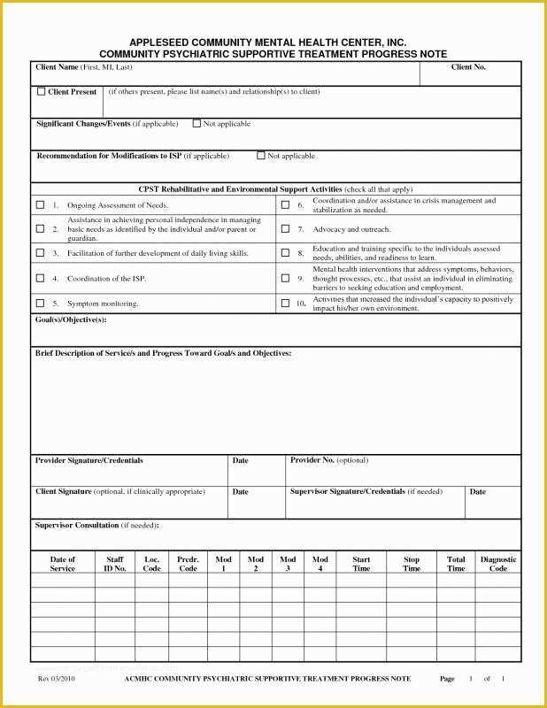 Mental Health Progress Note Template Free Of Progress Note Template for Mental Health Counselors