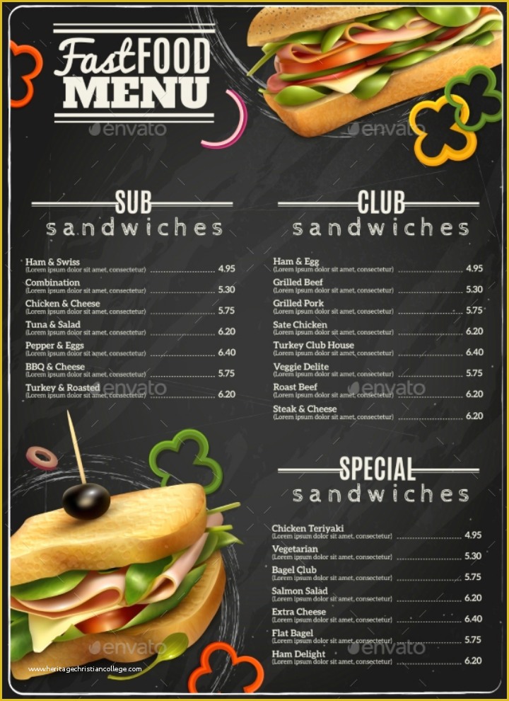 Menu Poster Template Free Of 14 Sandwich Menu Designs Editable Psd Ai format