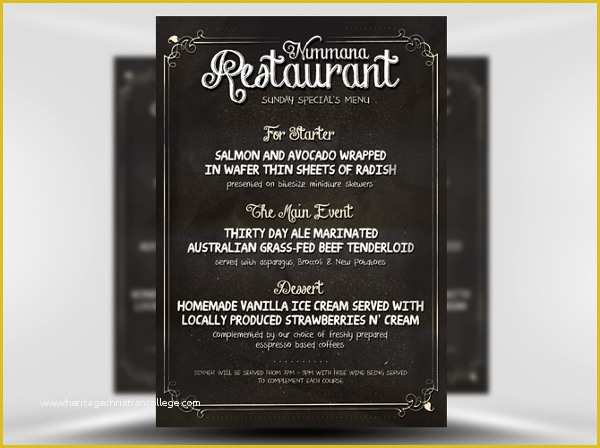 Menu Poster Template Free Of 24 Chalkboard Flyers Free Psd Ai Eps format Download