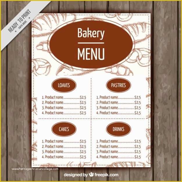 Menu Poster Template Free Of Bakery Menu Template Vector