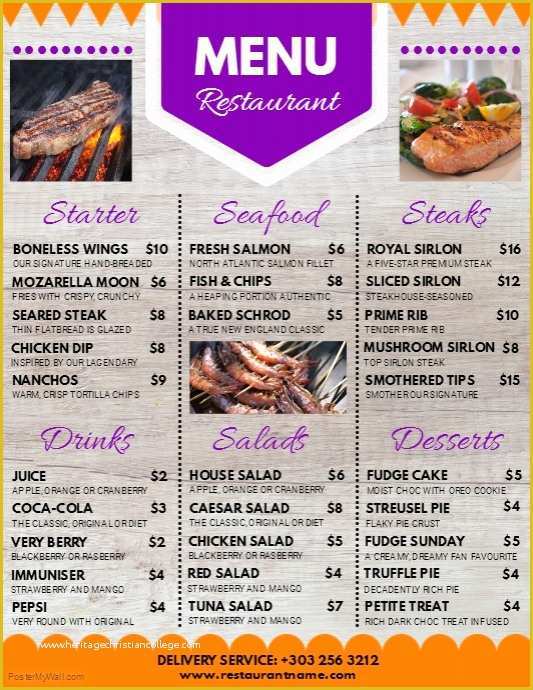 Menu Poster Template Free Of Copy Of Restaurant Menu Restaurant Flyer