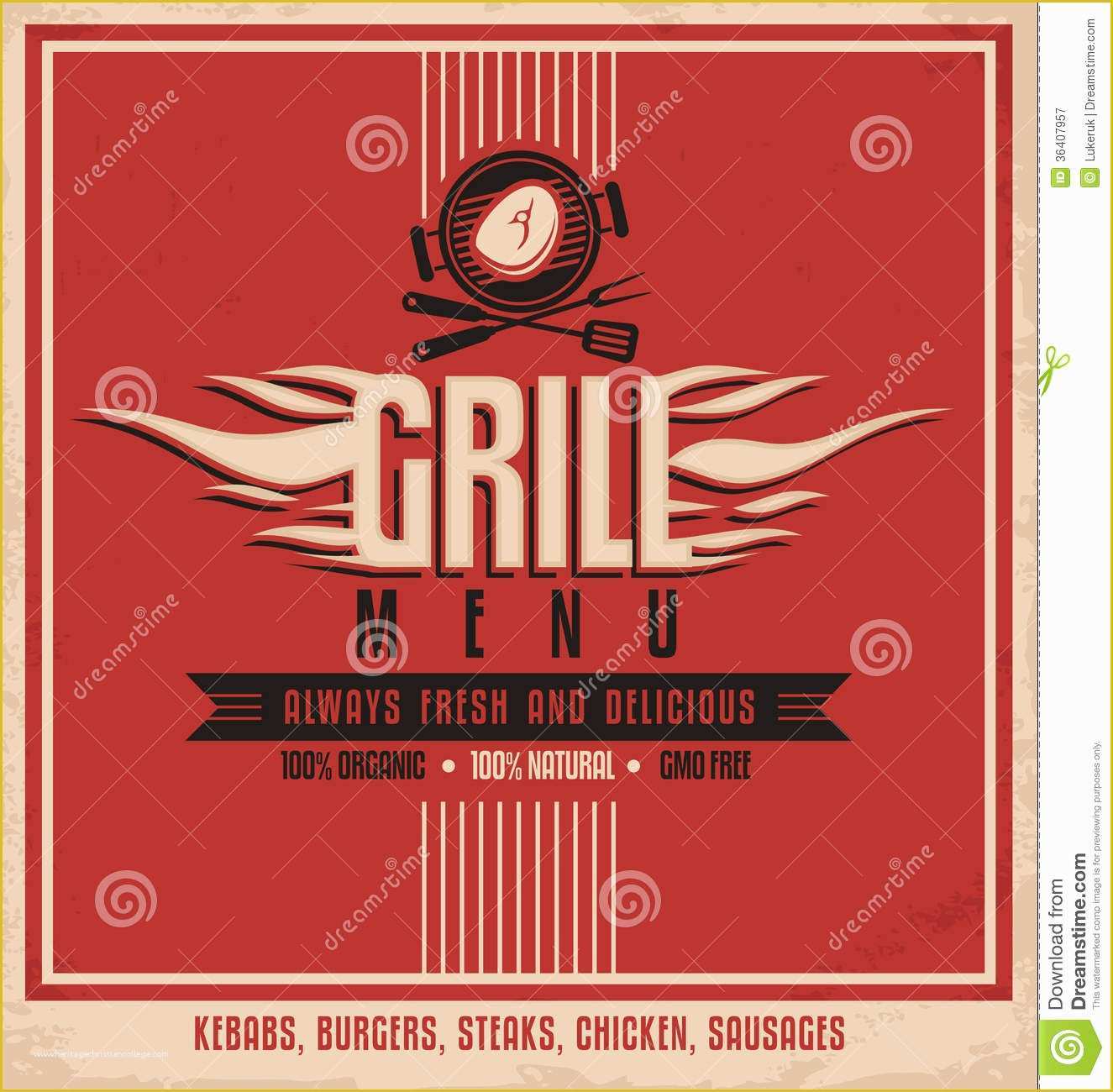 Menu Poster Template Free Of Grill Menu Retro Poster Design Template Royalty Free Stock