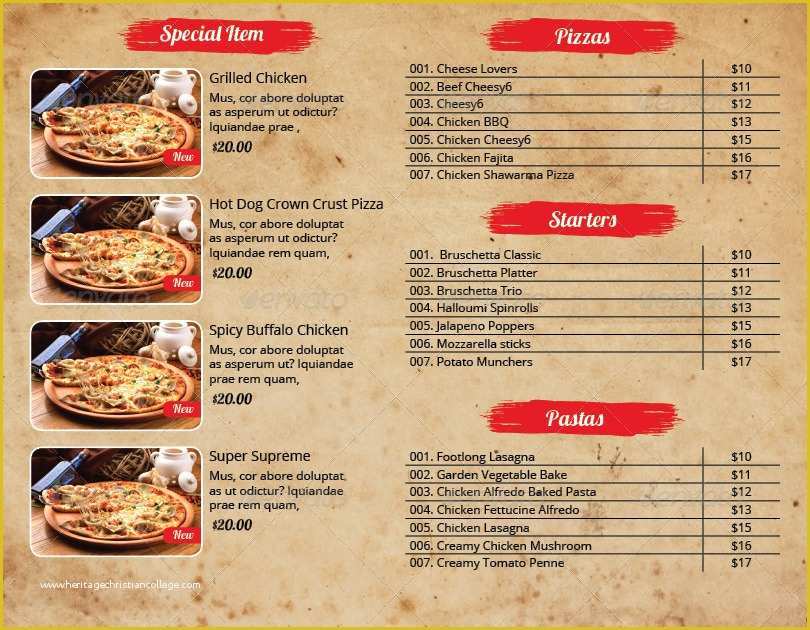 Menu Poster Template Free Of Pizza Menu and Flyer Indesign Template Pack by Azadcsstune