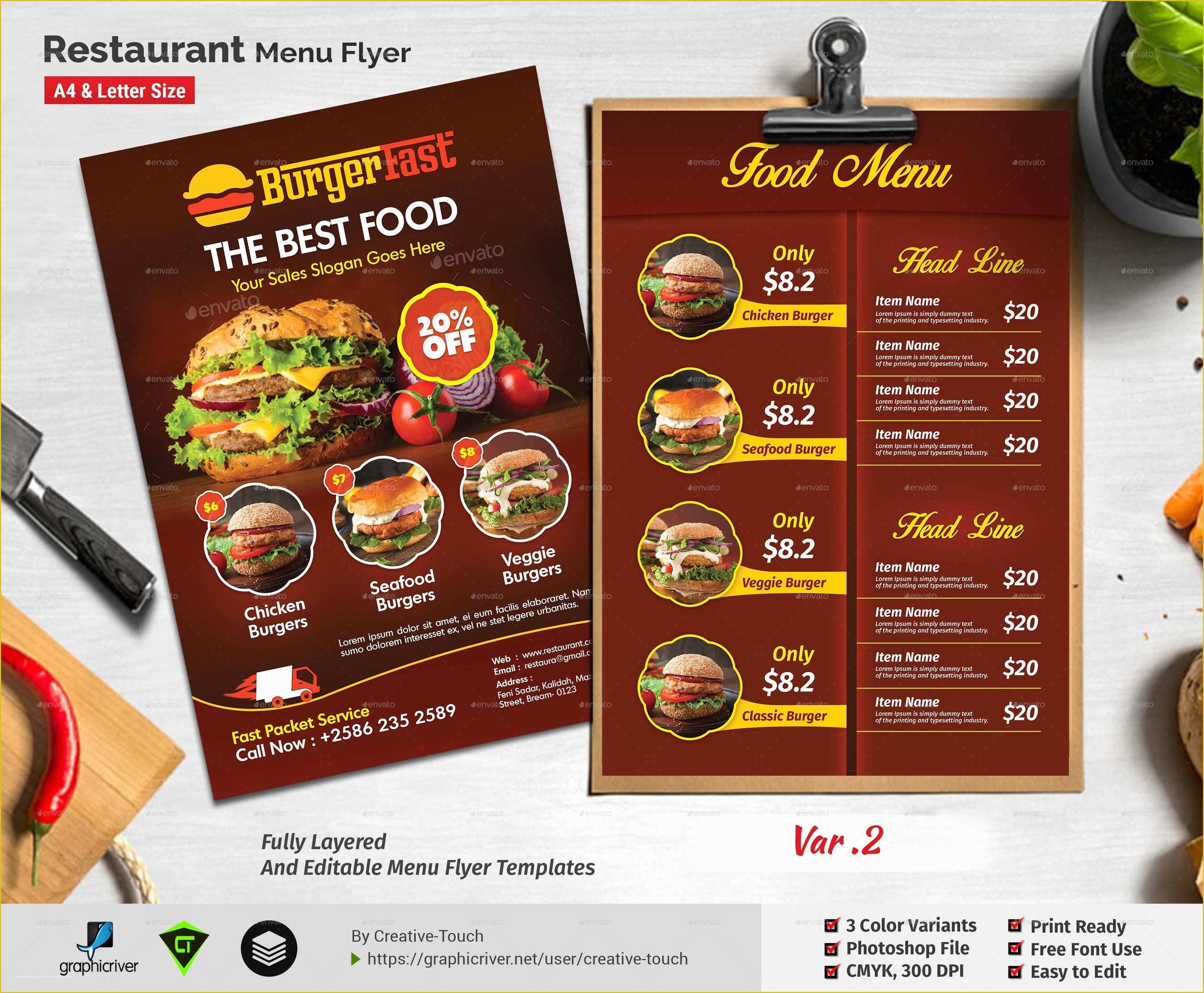 Menu Poster Template Free Of Restaurant Menu Flyer by Creative touch