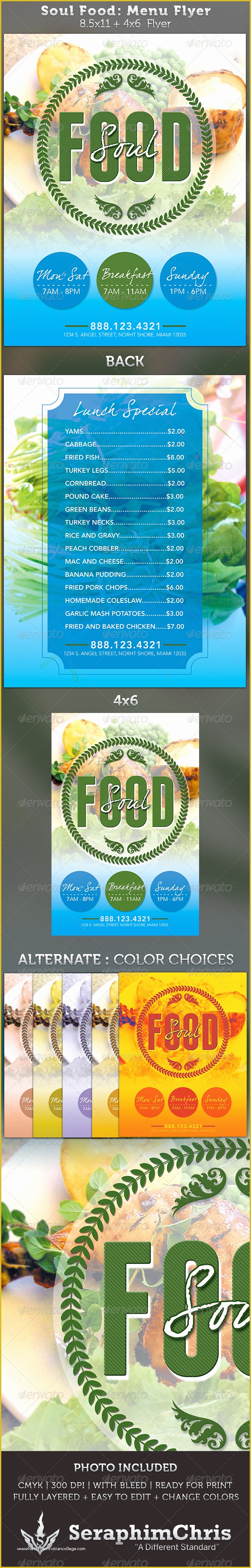 Menu Poster Template Free Of Sample soul Food Dinner Flyer Tinkytyler Stock