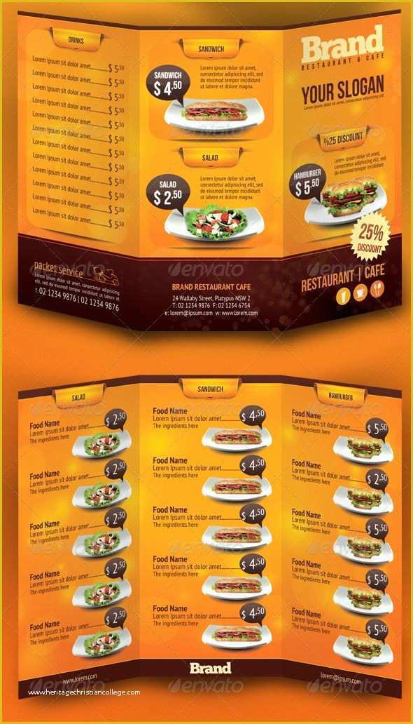 Menu Poster Template Free Of Trifold Brochure Restaurant Cafe Menu Psd Template