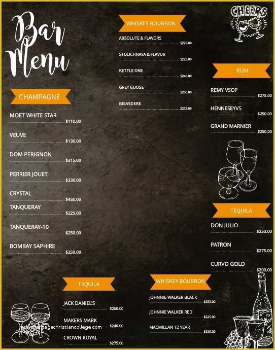 Menu Poster Template Free Of Wallboard Bar Menu Template