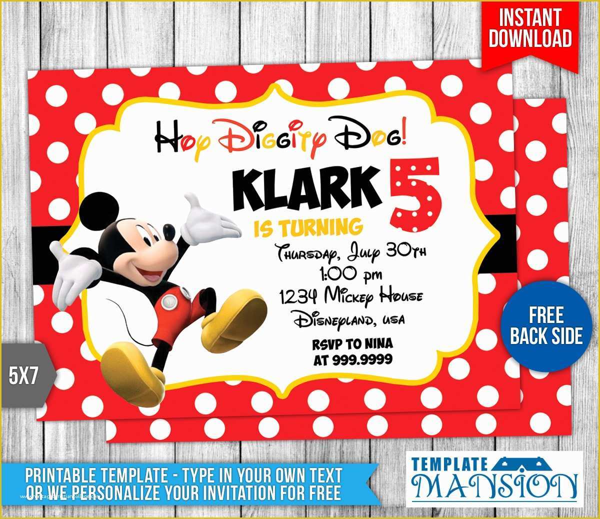 Mickey Mouse Invitation Template Free Download Printable Template