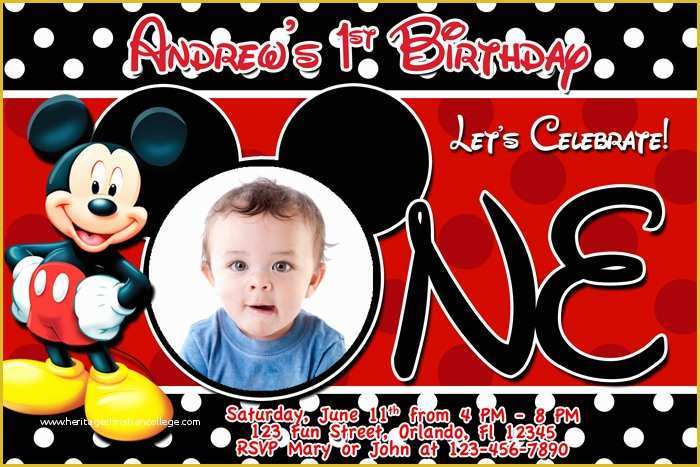 Mickey Mouse Invitation Template Free Download Of Free Printable Mickey Mouse 1st Birthday Invitations