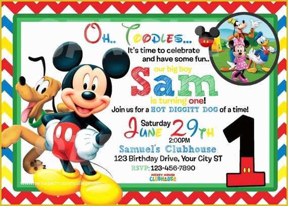 Mickey Mouse Invitation Template Free Download Of Free Printable Mickey Mouse 1st Birthday Invitations