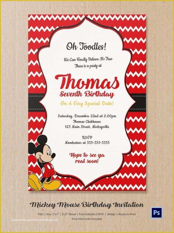 Mickey Mouse Invitation Template Free Download Of Mickey Mouse Invitation Template – 23 Free Psd Vector