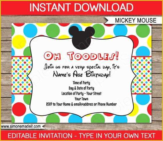 Mickey Mouse Invitation Template Free Download Of Mickey Mouse Invitation Template Birthday Party